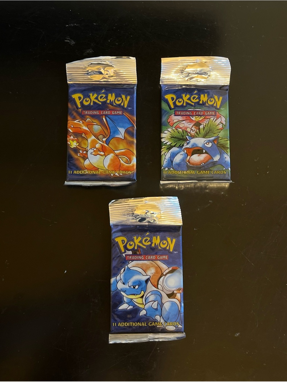 vtg 1999 sealed(3) Pokemon Base Set Booster Packs-Charizard, Venusaur ,Blastoise